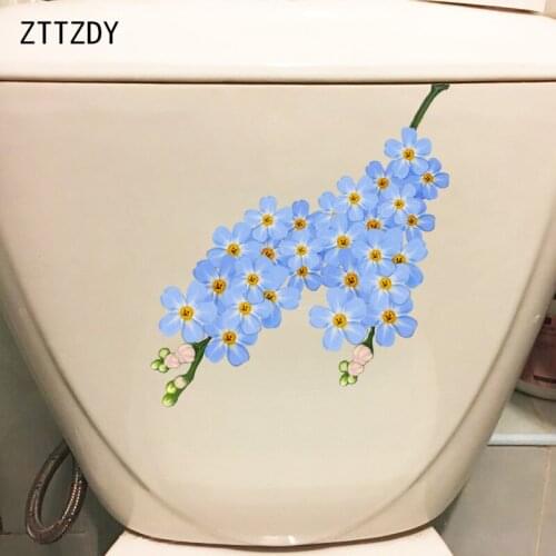 ZTTZDY 21.3*18.2CM Blue Hyacinth Fashion Toilet Sticker Creative Living Room Wall Decal Decor T2-0365