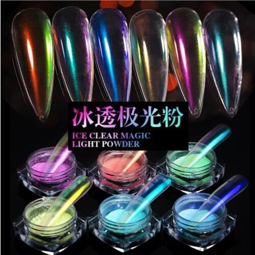 1 Box Nail Powder Glitter Laser Transparent Chameleon Shiny Pigment Dust Mermaid Mirror Chrome Nail Art Tips Decorations