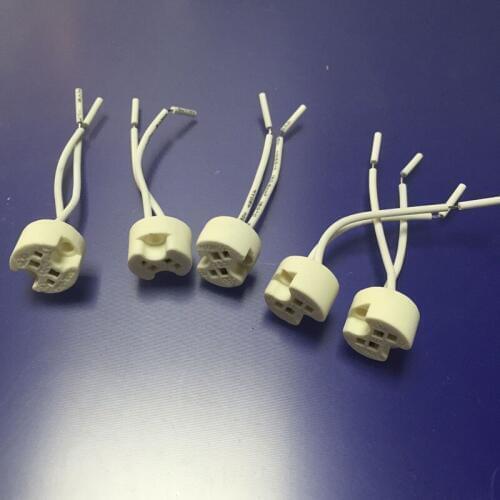10pcs MR16 MR11 G4 GU5.3 Ceramic Miniature Eared Heat Resistant Wire Connector base socket LED Halogen Lamp Light Bulb Socket