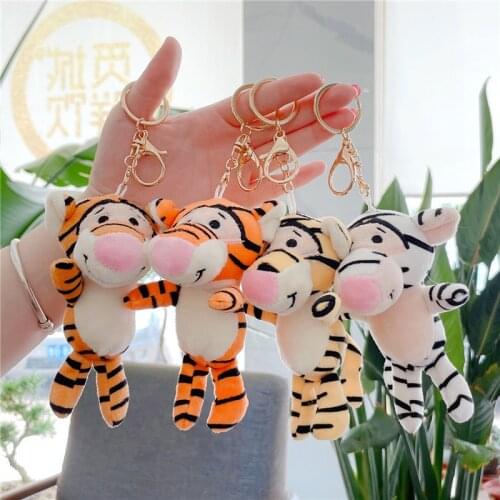 12CM Cartoon tiger doll small pendant plush Tigger year mascot toy bag pendant keychain