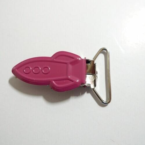 25pcs 1'' 25mm #08 HOT PINK COLOR Enamel Rockets Suspender Clips