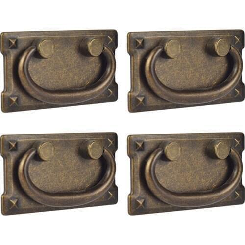 4Pcs Vintage Antique Bronze Drawer Ring Pull Handles, Cabinet Door Furniture Handle Decoration