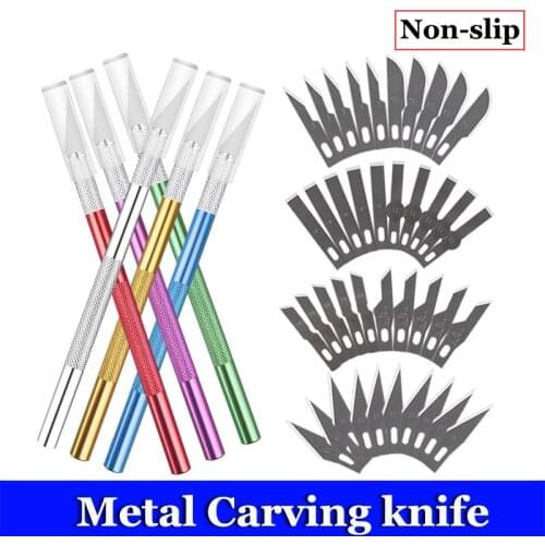 40pcs Blades Craft Artwork Non-Slip Metal Cutting Knife DIY Carving Knife Stencil Scoring Hobby Chiseling Model Repair Sculpture