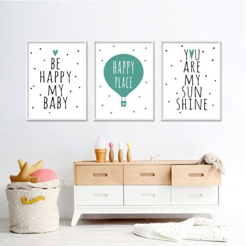 Frameless Modern Cartoon Childrens Room Decoration Painting Living Room Bedroom English Triptych Combination Wall Painting