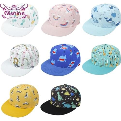 Nishine 1 PCS Lovely Cartoon Print Toddler Baseball Caps Outdoor Sport Sunscreen Hats Fashion Tide Hip Hop Bonnet Birthday Gifts