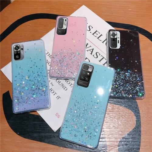For Redmi Note 10 Pro 10S 9S 9T 8T 6 7 Pro Bumper Sequins Glitter Case For Redmi 9AT 9T 9C NFC 8A 7A 6A Silicone Soft TPU Cover