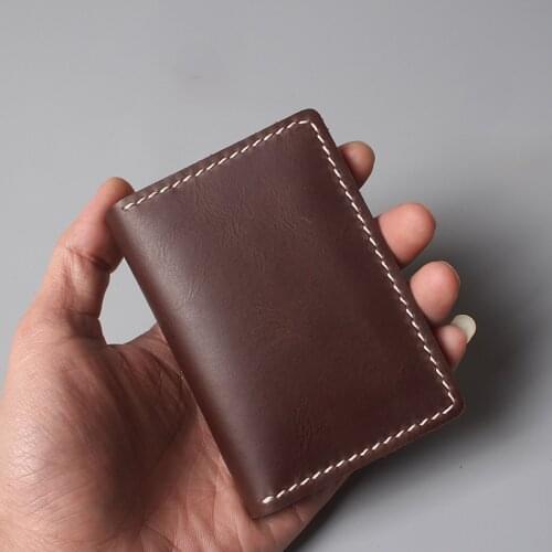Designer Minimalist Genuine Leather Card Holder Id Credit Card Bus Card Wallet Handmade Card Case