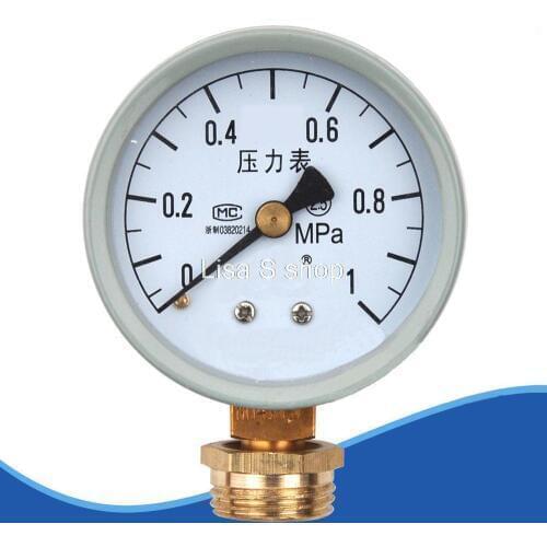 Water Oil Hydraulic Air Pressure Gauge M14*1.5 0.6/1Mpa with 1/2"BSPP Adapter