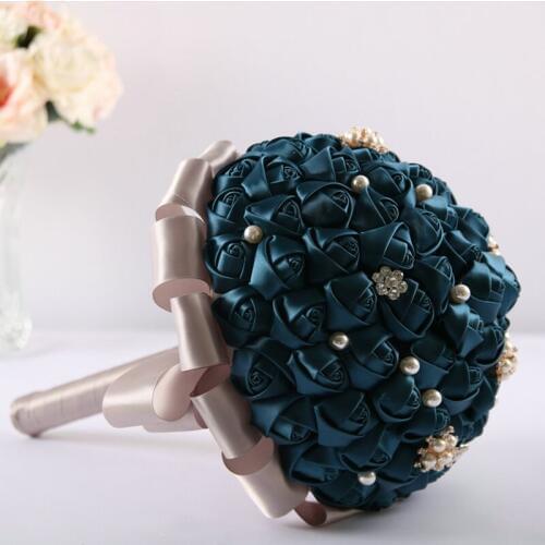 Hot dark blue wedding bridal bouquet with diamond rhinestone crystal for wedding decoration