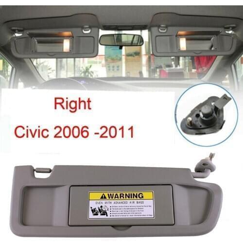 Right Passenger Side Gray Sun Visor for 2006 -2011 Honda Civic 83230-SNA-A01ZE