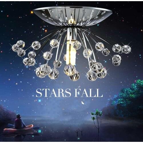 Creative Dia140mm personality dandelion design stainless steel G4 LED bulb lighting home decoration K9 crystal ceiling light
