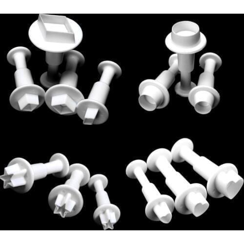 Kitchen Craft Mousse Cake Mold Fondant Icing Plunger Cutters Star Round Diamond Heart Shape Bakeware