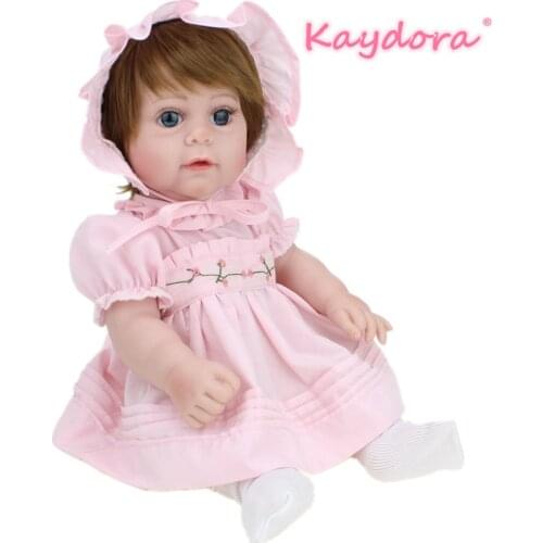 KAYDORA Reborn Baby Doll Pink Princess lol Full Vinyl 17 inch Lifelike Realistic Silicone Pink clothes Lovely New Bebe Boneca