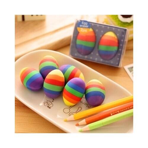 Egg Eraser Cute Rainbow Pencil Eraser Student Gift Rubber Material Escolar Kawaii School Supplies Erasers For Kids Cute Eraser