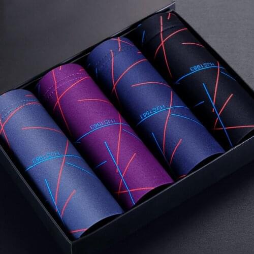 Hot Sale Modal Men Underwear Striped Boxer Underwear Big Size Boxer Shorts Underwear Sexy Men Underpants 4pcs/Lot