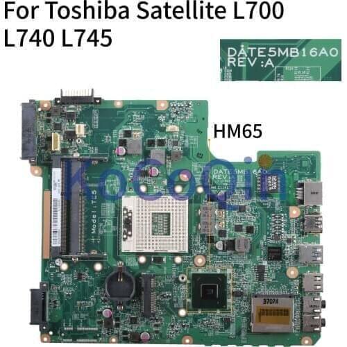 KoCoQin Laptop motherboard For Toshiba Satellite L700 L740 L745 Mainboard DATE5MB16A0 HM65