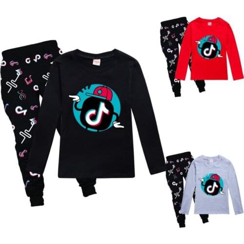 Fashion Girls Boy Casual Street Wear Clothing Sets TIK TOK Pullover Sweatshirt + Pants Kids Girls Suit