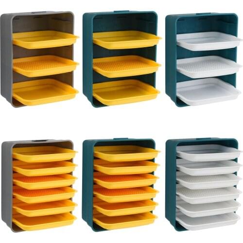 Wall Mounted Kitchen Multi-layer Side Dish Stackable Fruit Serving Tray Drawer Design Hollow For Draining Easy To Clean right