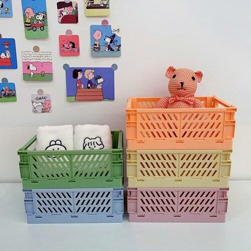 Desktop Folding Storage Basket Sundries Toy Snack Box Dormitory Artifact Storage Basket 2021 New
