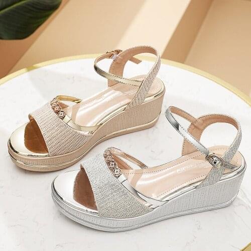 New Fashion Women Open Toe Thick Bottom Wedge Sandals Ladies Chunky Platform Shoes