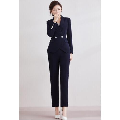 Formal White Single Breasted Office Lady Womens Suit Costumes For Work Slim Casual Plus Size Jacket Blazer Pants