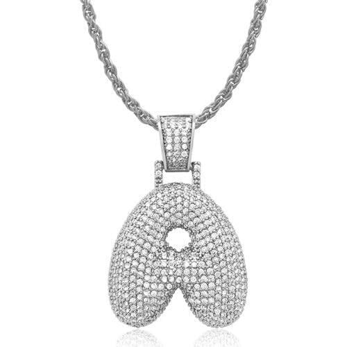 OMYFUN DIY Initials Bubble Letter A Pendant Necklace Gold Color Bijoux Hot Full CZ Paved Bubble Letters Necklaces & Pendants