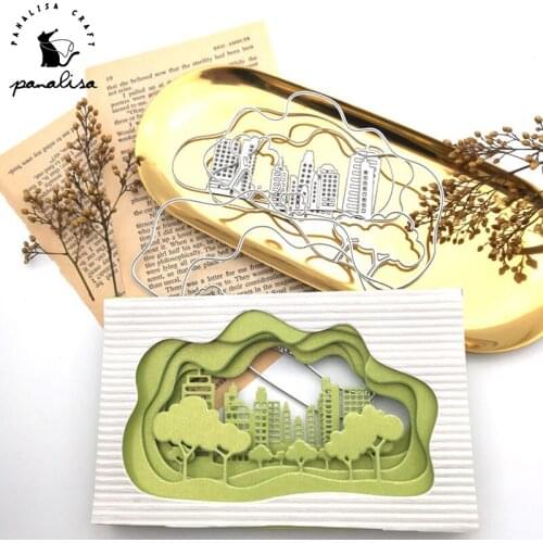 Panalisacraft Building Background Metal Cutting Dies Craft Dies Scrapbook Card Making Album Embossing Stencil Die Cut Decoration