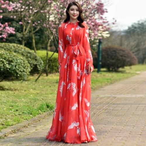 Long Sleeve Bohemian Chiffon Floral Long Plus Size Summer Wedding Guest Beach Holiday Floryday Maxi Dress Bridesmaid Sundress