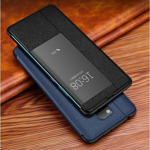 Smart View Flip Case For Huawei Mate 20X 5G Original Luxury Genuine Leather Official Phone Cover