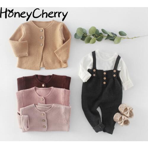 Spring Baby Boys' And Girls' Knitting sweater + Romper + Belt Pants + Long Sleeve T Baby Girl cloth