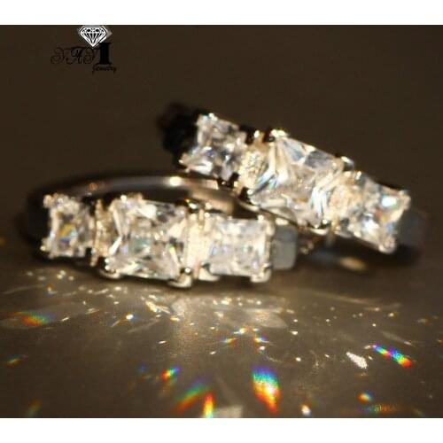 YaYI Jewelry Fashion Princess Cut White Natural Cubic Zirconia Silver Color Wedding Party Lover Wear Ear Stud Precious Earrings