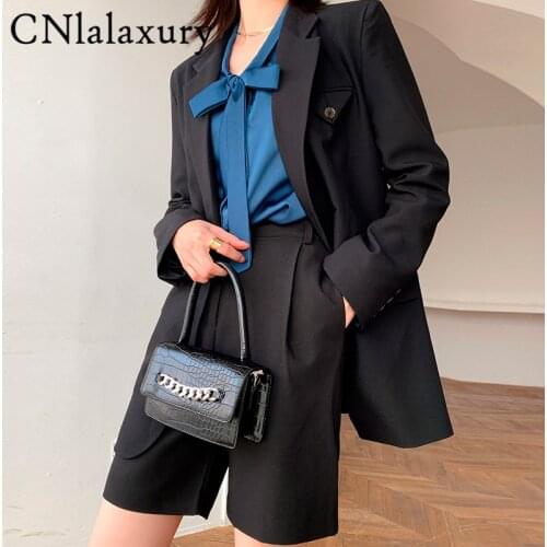 2021 Autumn New Elegant Black Women Blazer Coat Fashion Vintage Solid Loose Work Wear Suit Tops Outerwear Female Jacket Cardigan