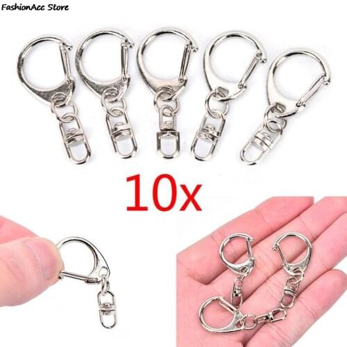 10pcs DIY Polished Keyring Keychain Split Ring Short Chain Key Rings Metal Swivel Clasp Hooks Jewellery Making Parts