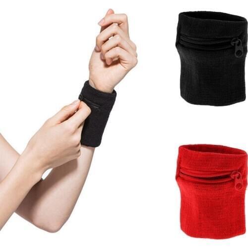 2 Pack Unisex Zipper Wristband Sweatband Wrist Wallet for Outdoor Sports, Gym Exercise