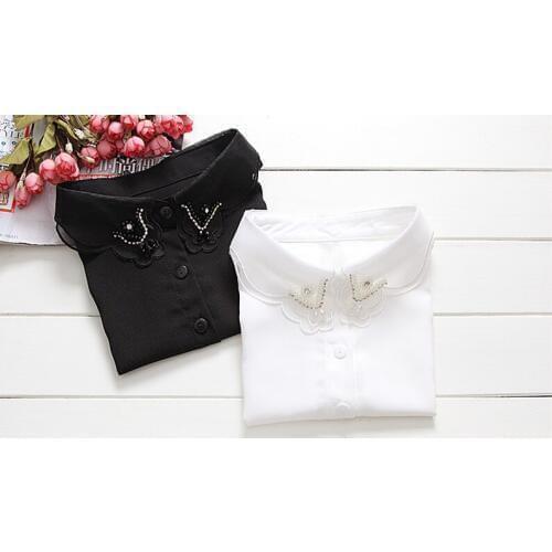 2016 All match white elegant embroidered shirt false collar detachable collar cotton shirt false collar decoration collar
