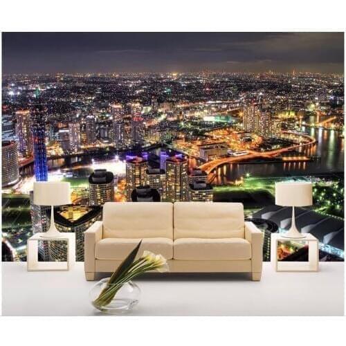 Custom photo 3d wallpaper City aerial view night view background living room home decor 3d wall murals wallpaper for walls 3 d