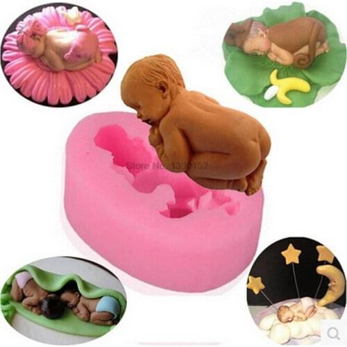 500pcs 3D Baby Doll Silicone Cake Mold Face Down Baby Party Fondant Cake Decorating Tools Cupcake Chocolate Baking Moulds