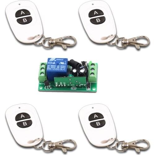 A B Key DC12V 1CH Wireless Remote Control Switch for Guard Door/Window/Curtain 4Transmitter & 1Receiver 315/433mhz