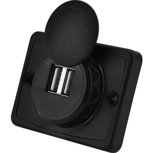 Car USB Charger Socket 3.1A Car Dual Black ABS USB Port Charger Socket Outlet 12V LED Waterproof Car Accessories