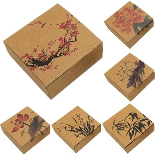 Ink Wash Painting Pattern Mooncake Box Gifts Baking Packaging Box DIY Handmade Party Supplies