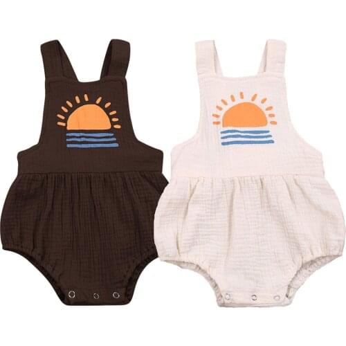 0-3Years New Toddler Kids Baby Boys Girls Sleeveless Sun Printed Bodysuit Romper Clothes newborn baby girl clothes 0 3 months M4