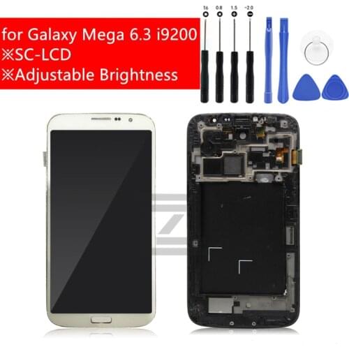 For Samsung Galaxy Mega 6.3 LCD Display with Frame Touch Screen Digitizer LCD for Galaxy Mega 6.3 i9200 i9205 Repair Parts