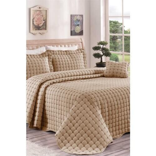Land Of dowry Breeze Double Bed Cover Cappucino 206599