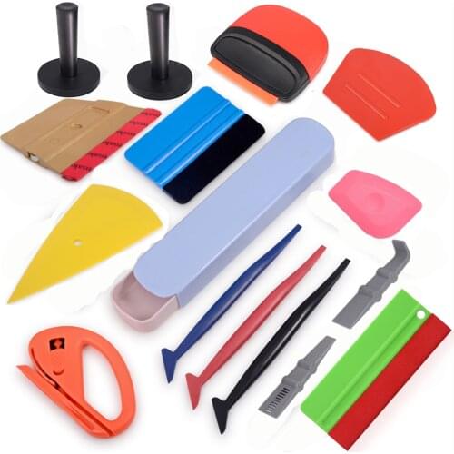 FOSHIO Carbon Fiber Vinyl Car Wrap Sheet Roll Film Car Stickers Tool Car Accessories Magnetic Squeegee Vinyl Cutter Holder Kit