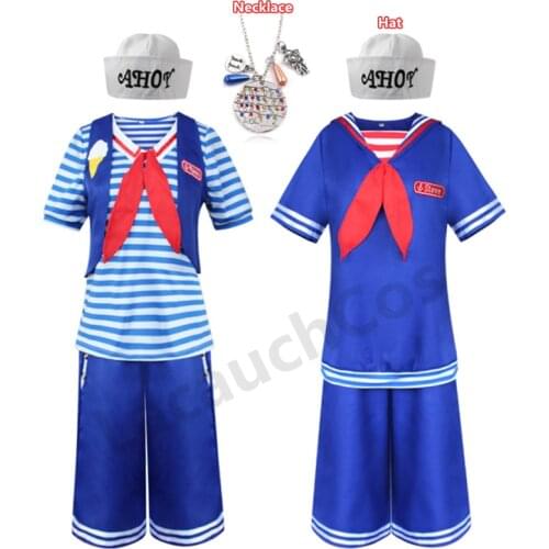 Suit Ice-Cream Stranger 3-Robin Stranger Things Steve Harrington Scoops Ahoy Ice Cream Shop Assistant Navy suit Adult Child