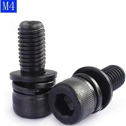 M4 x 0.7 ( 4mm ) HIGH TENSILE 12.9 STAINLESS SEM SOCKET HEAD CAP SCREW + FLAT / SPRING WASHER