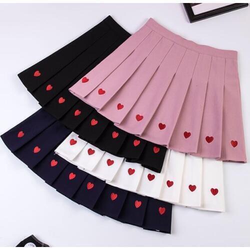 New Summer Harajuku Punk Sweet High-waisted A-shaped skirt Black White Blue and Pink Fashion Mini Short Pleated Skirt