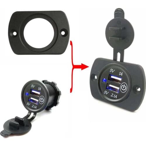 Modified Touch Switch Car Chargers Socket Cigarette Lighter Power Adapters 5V/2.1A Dual USB Quick Charger With Single Hole Panel