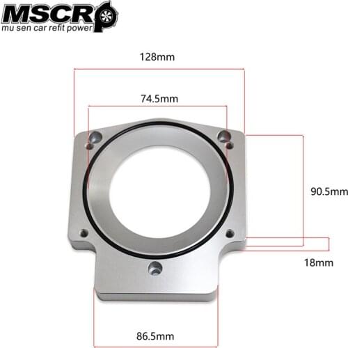 MSCRP 102mm Intake Manifold Throttle Body fit For GM LS1 LS2 LS6 LSX LS4 Spacer Adapter （black/silver）-YX01682