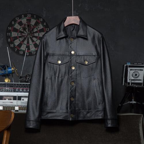 Classical Fashion Men Leather Jacket 100% Real Cowhide Man Genuine Leather Coat Autumn Spring Asian Size Wholesale Drop Shipping